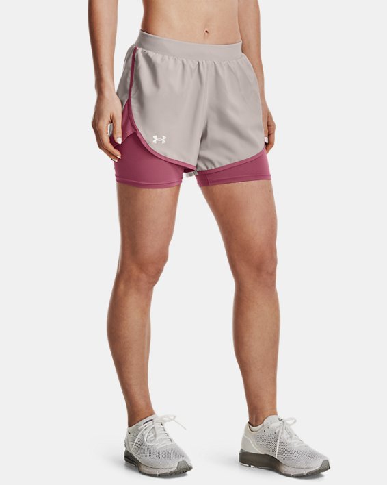 Women's UA Fly-By Elite 2-in-1 Shorts, Gray, pdpMainDesktop image number 0